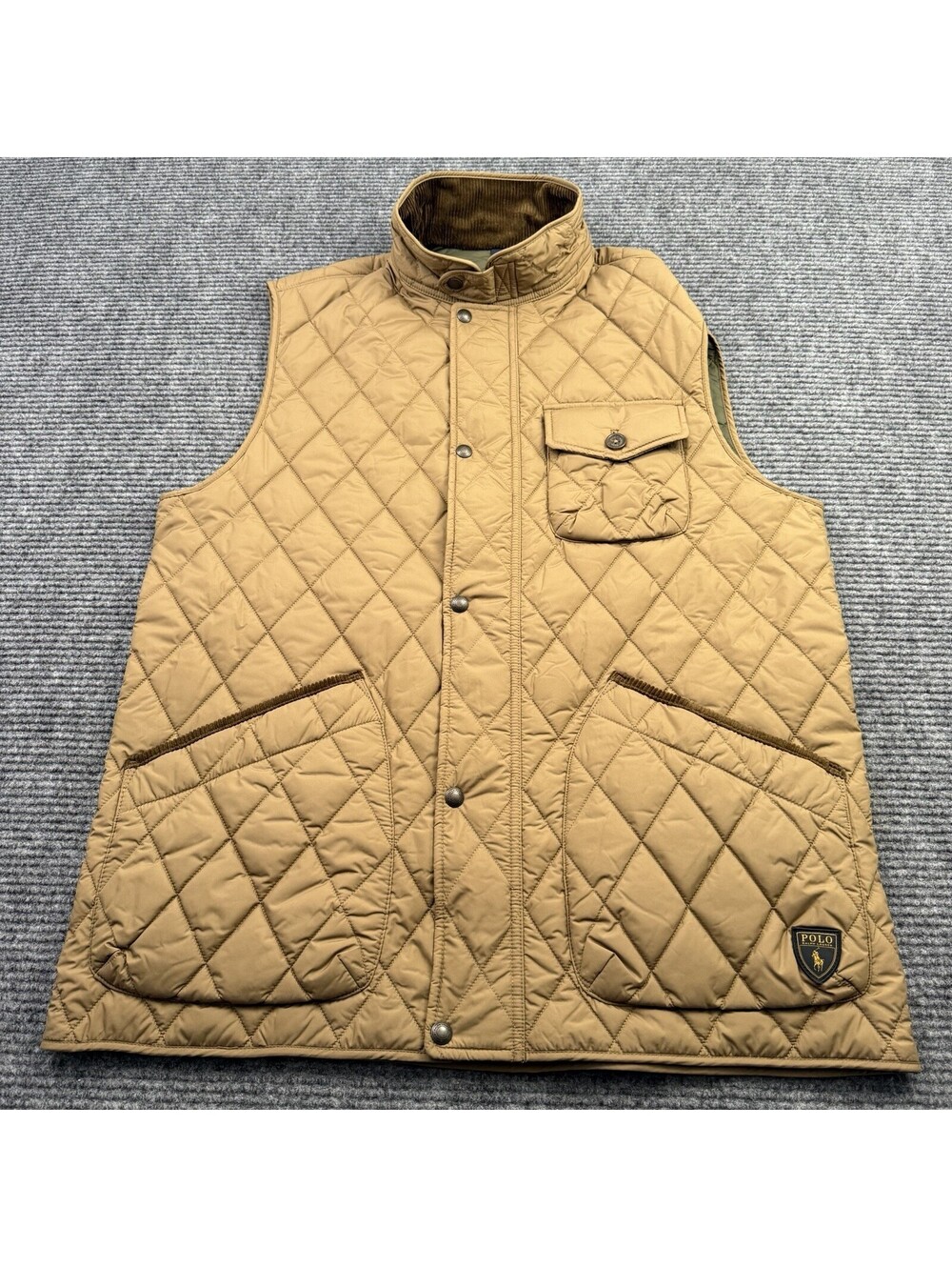 Polo Ralph Lauren Beaton Quilted Vest LT Big Tall Brown Corduroy Collar NWOT